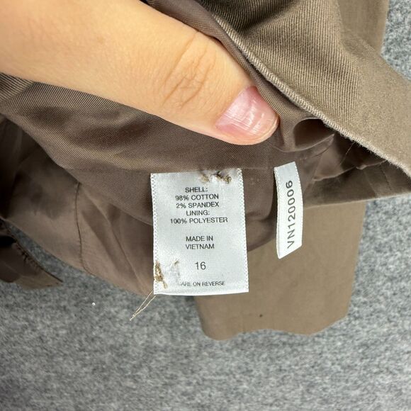 7th Avenue Blazer Women 16 Brown Button Up Collared Long Sleeve Cotton Lined - Picture 4 of 7